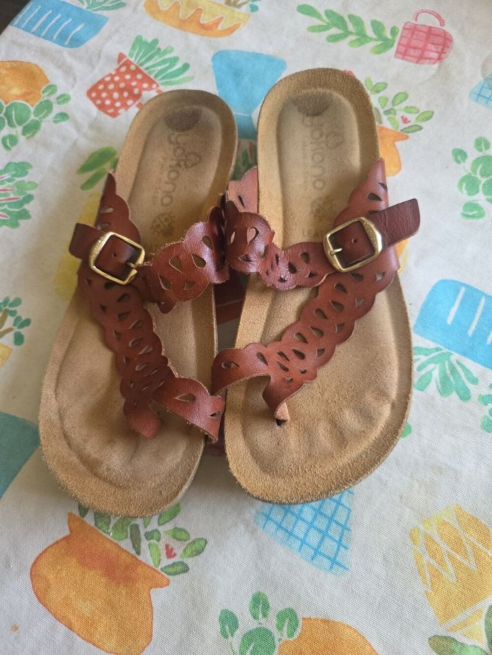 Yokono Brown Leather Sandals Slides Made in Spain Women's Sz 8 - Picture 3 of 8